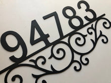 Load image into Gallery viewer, Scroll Address Number Sign, House Numbers, Metal Address Sign
