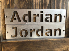 Load image into Gallery viewer, Custom Name Plate - Drop Zone Names - Metal Label - Custom Metal - Personalized Metal
