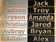 Load image into Gallery viewer, Custom Name Plate - Drop Zone Names - Metal Label - Custom Metal - Personalized Metal
